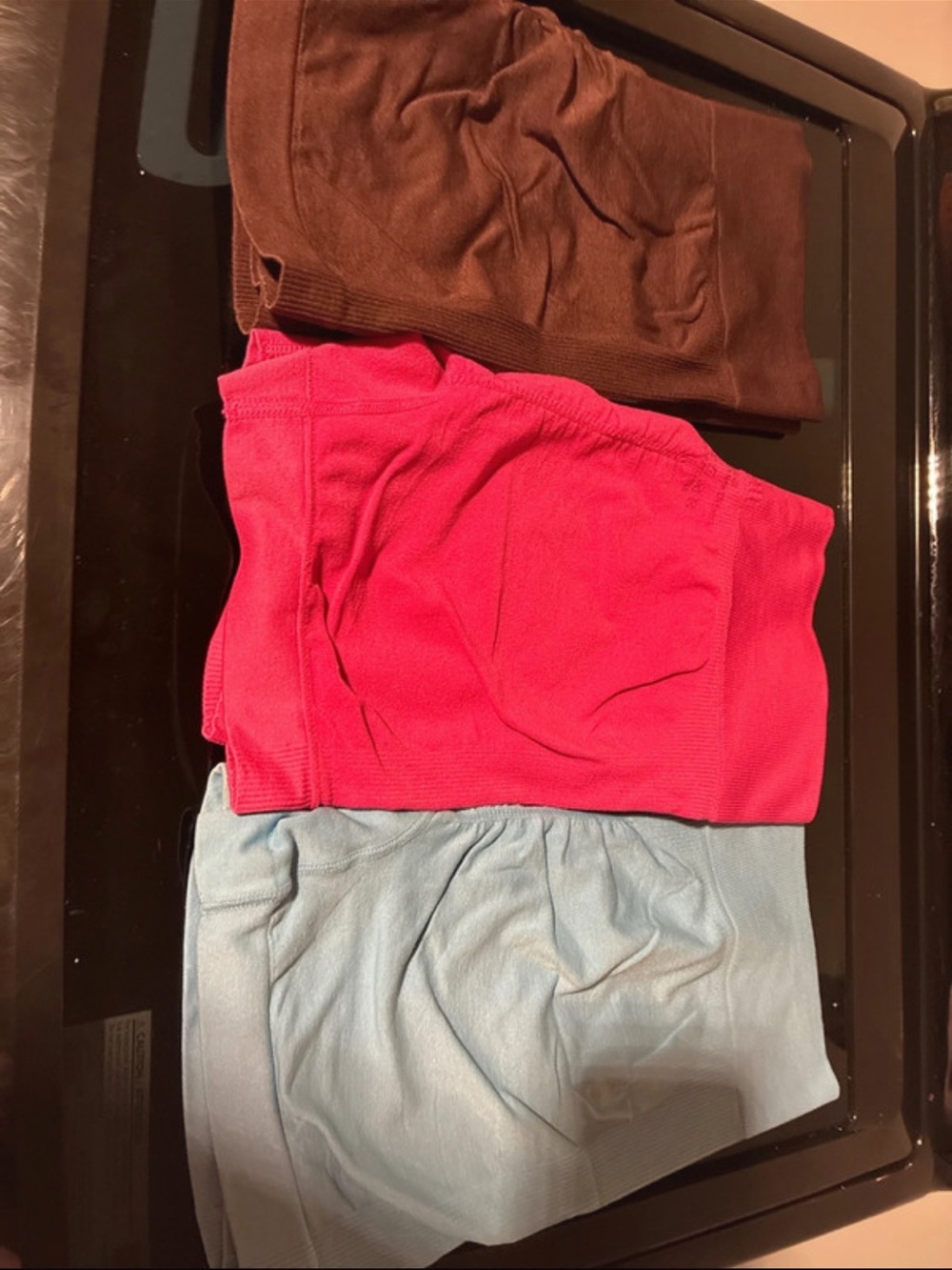 Women’s Stretchy Biker Shorts in Brown, Pink & Light Blue